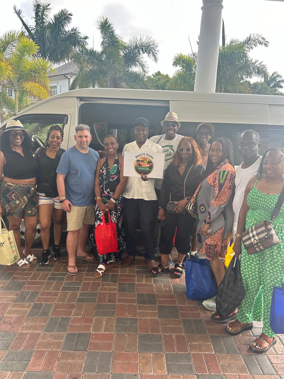 Baileys Tours group with van